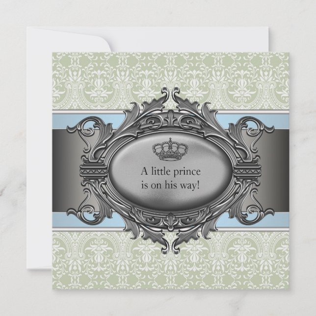 Invitation Baby shower Garçon Petit Prince de la Couronne Dam (Devant)