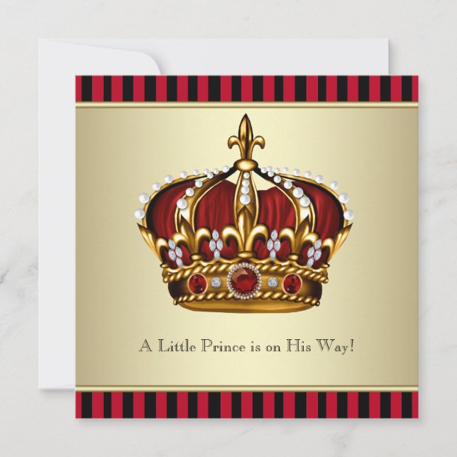 Invitation Baby shower Garçon Petit Prince de la Couronne Rou (Devant)