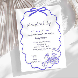 Invitation Baby Shower Garçon Pizza Dessinée à la 