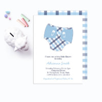 Baby shower garçon Smart Blue Check Diaper