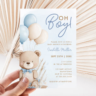 Invitation Baby shower Garçon Teddy Bear