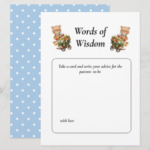 Invitation Baby shower Garçon Teddy Rustique Floral Sagesse