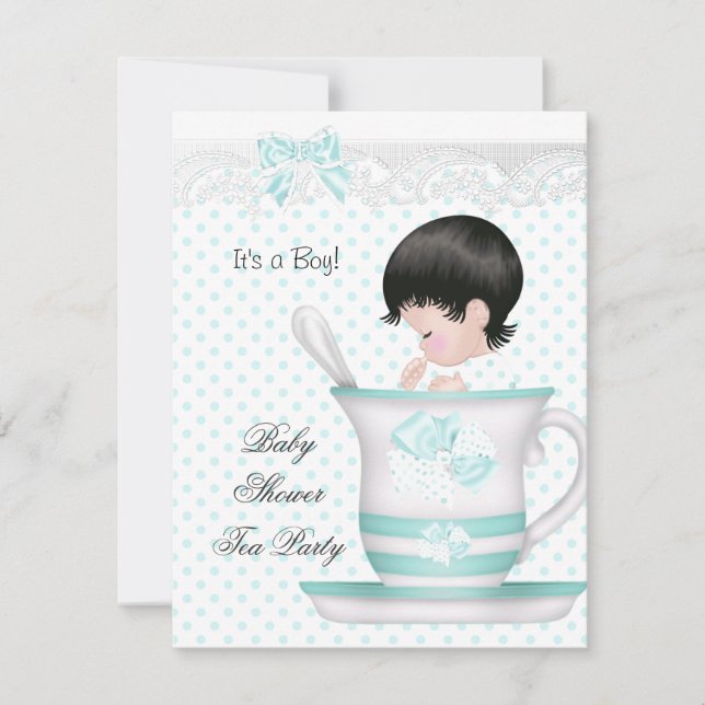 Invitation Baby shower Garçon Turquoise bébé Teacup (Devant)