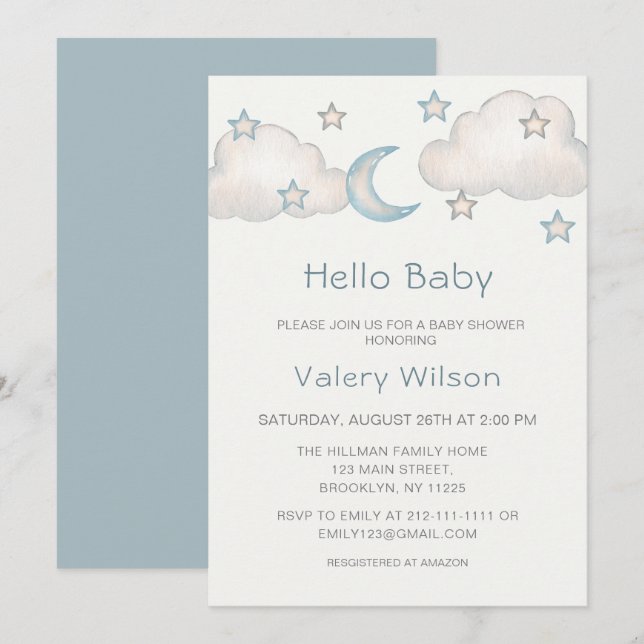 Invitation Baby shower Garçon Turquoise Mint (Devant / Derrière)