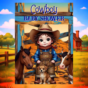Invitation Baby Shower Garçon Vacher Mignon Cheval Vache Chie