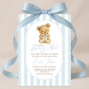 Invitation Baby shower Garçon vintage Blue Teddy Bear