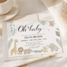 Baby Shower Genre Neutre Safari Aquarelle