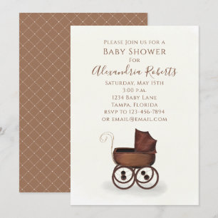 Invitation Baby shower Genre Neutre Transport Moderne