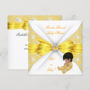 Invitation Baby shower Genre Révéler Fille Jaune Garçon Bunny