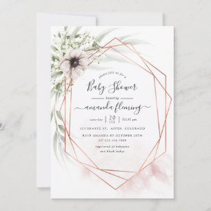 Invitation Baby Shower Géométrique à l'Aquarelle Eucalyptus