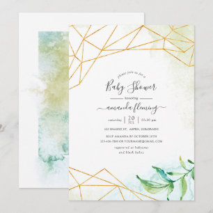 Invitation Baby shower géométrique aquarelle