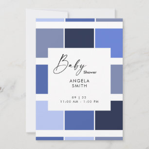 Invitation Baby shower géométrique bleu