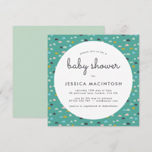 Invitation Baby shower géométrique Carré vert
