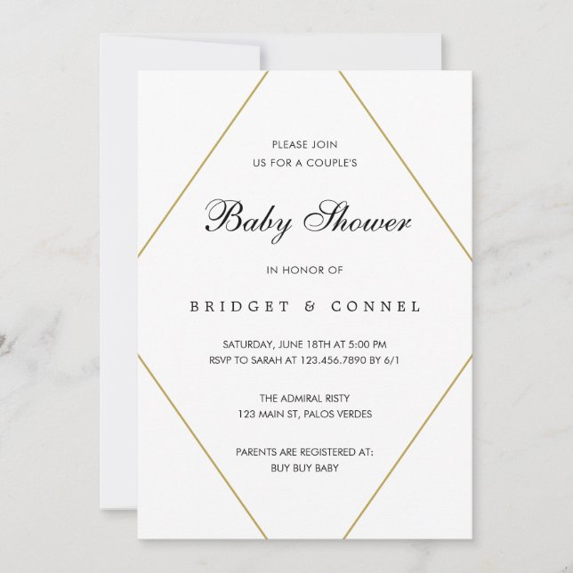 Invitation Baby shower géométrique des couples neutres selon  (Devant)