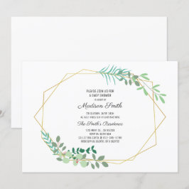 Invitation Baby shower géométrique et verdoyante