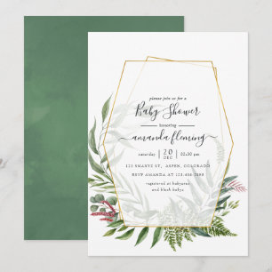 Invitation Baby Shower Géométrique Herbier de Forêt
