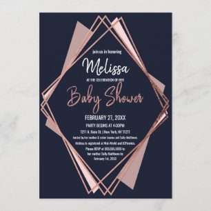 Invitation Baby shower géométrique Mauve bleue de la Marine R