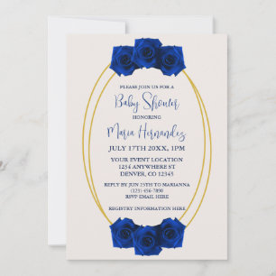 Invitation Baby shower géométrique Royal Blue et Gold