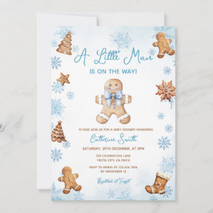 Invitation Baby Shower Gingerbread Flocons de Neige Hiver