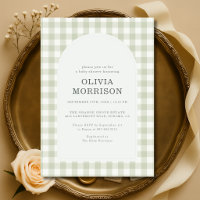 Baby Shower Gingham Vert Sauge Mixte