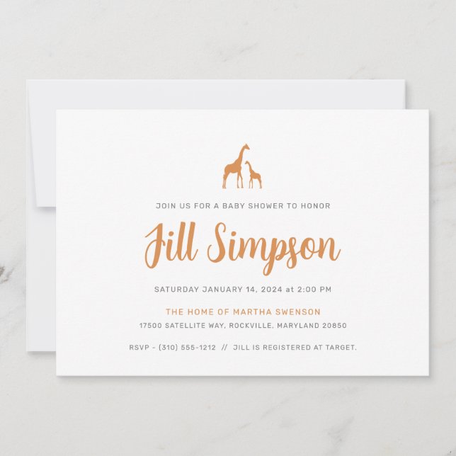 Invitation Baby shower Giraffe (Devant)