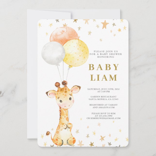 Invitation Baby shower Giraffe (Devant)