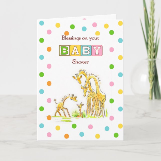 Invitation Baby shower Giraffe Religieux (Devant)