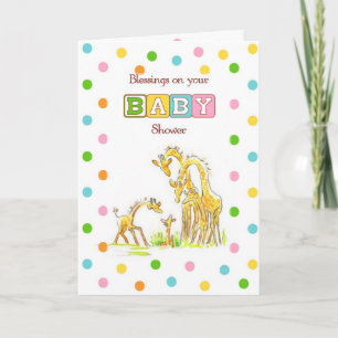Invitation Baby shower Giraffe Religieux