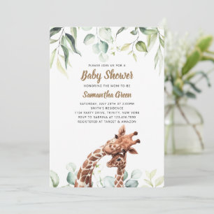 Invitation Baby shower Giraffe verte