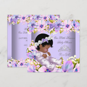 Invitation Baby shower Girl African American Purple Princess