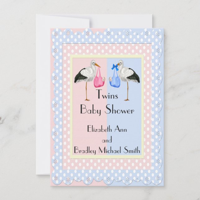 Invitation Baby shower Girl and Boy Twins (Devant)