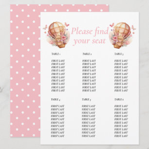 Invitation Baby shower Girl Teddy Floral Balloon chart
