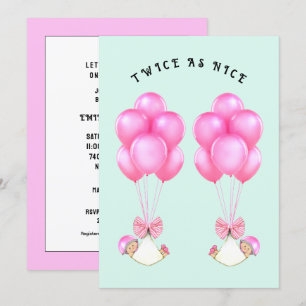 Invitation Baby shower Girl Twins