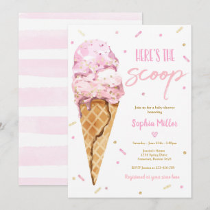 Invitation Baby-Shower glace Voici la Baby Shower