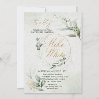 Invitation Baby shower Gold et Green Design - C'est un Boy In