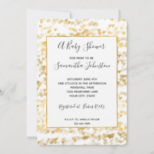 Invitation Baby shower Gold Hearts