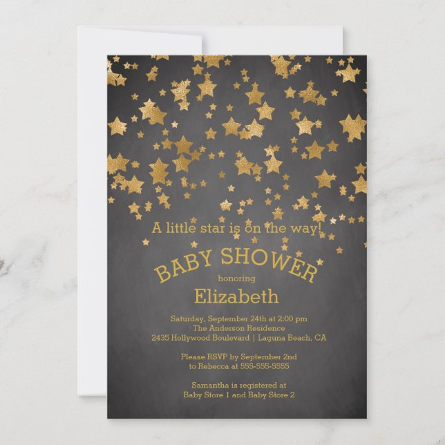 Invitation Baby shower Gold Little Star (Devant)
