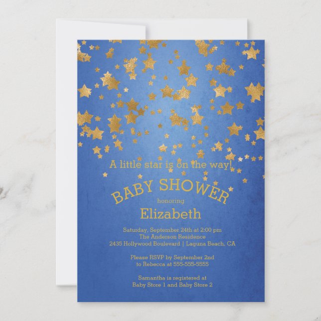 Invitation Baby shower Gold Little Star (Devant)