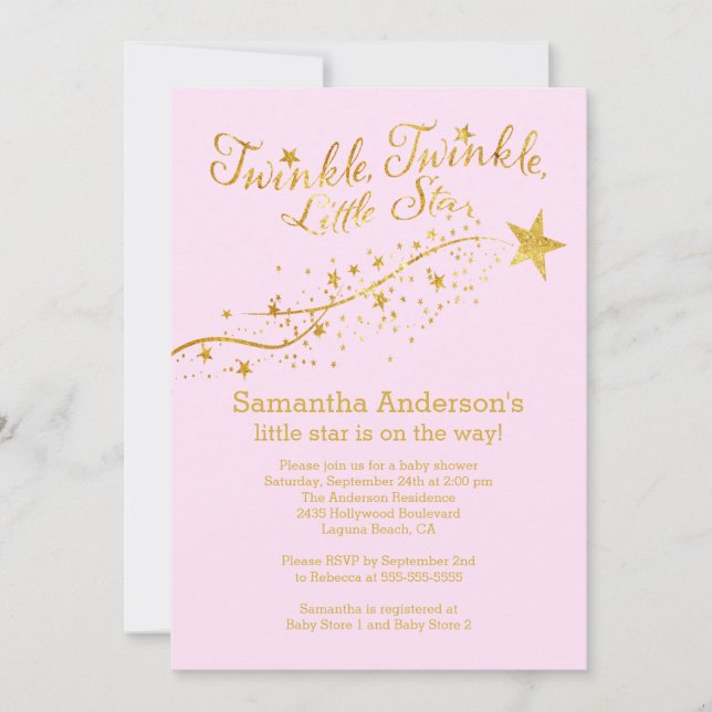 Invitation Baby shower Gold Little Star (Devant)