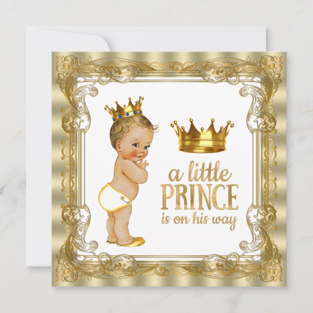 Invitation Baby shower Gold Prince (Devant)