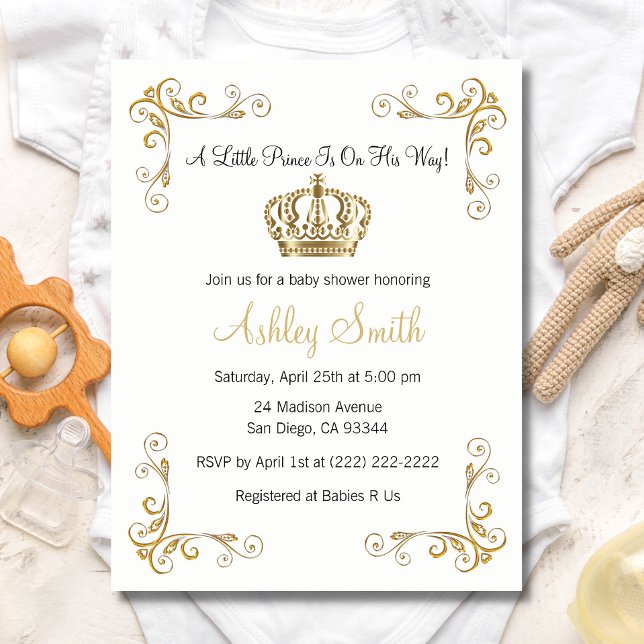 Invitation Baby shower Gold Prince - Personnalisé (Créateur téléchargé)