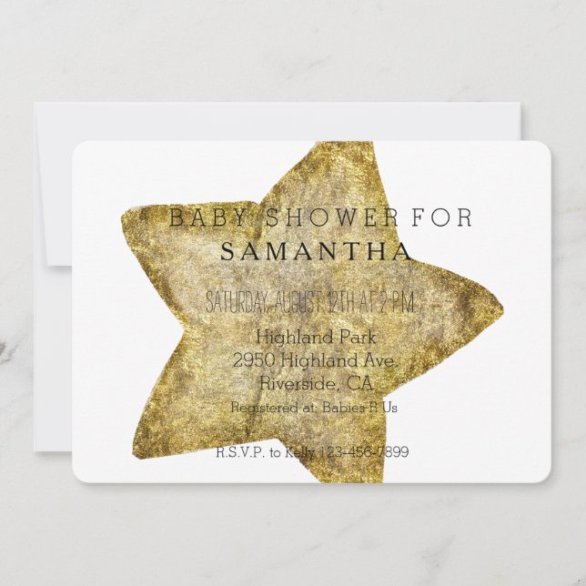 Invitation Baby shower Gold Star (Devant)