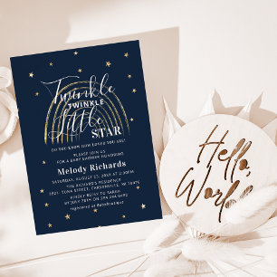 Invitation Baby shower Gold Star & Rainbow