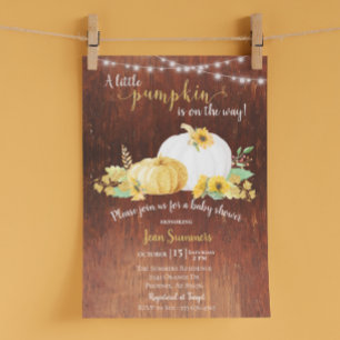 Invitation Baby shower Gold Sunflower Citrouille Rustique Aut