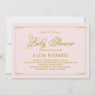 Invitation Baby shower Gold Whimsical Frontières