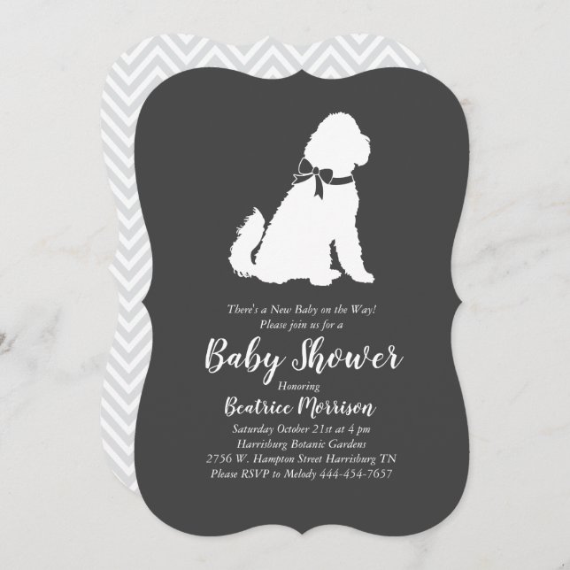 Invitation Baby shower Goldendoodle Neutral Genre (Devant / Derrière)
