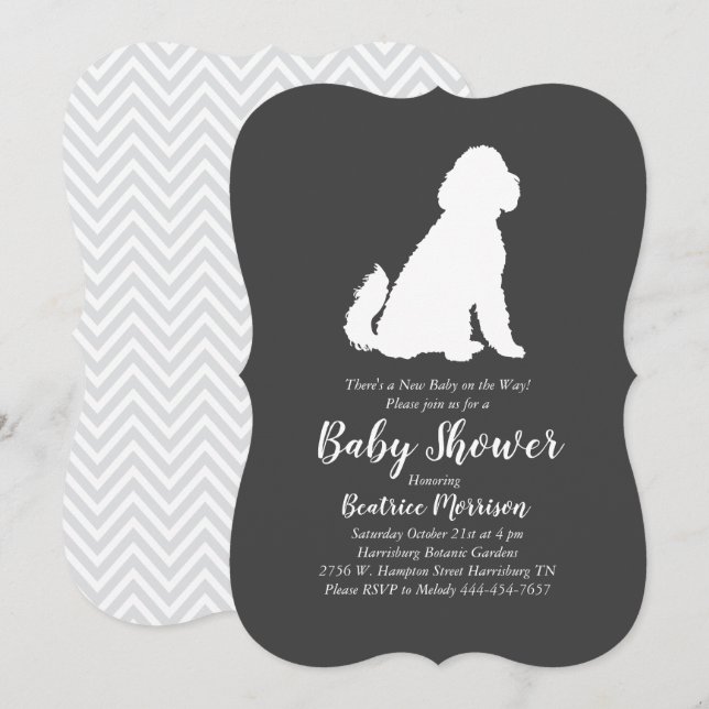 Invitation Baby shower Goldendoodle Neutral Genre (Devant / Derrière)