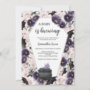 Invitation Baby shower gothique d'Halloween de fille violette