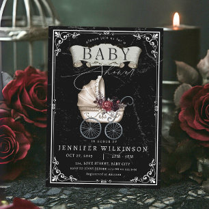 Invitation Baby shower gothique Poudre Vintage Halloween
