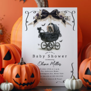 Invitation Baby shower gothique Vintage Pram